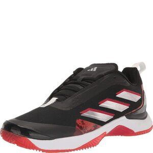 adidas Womens Avacourt Tennis Shoes Core Black/Taupe Metallic/Better Scarlet